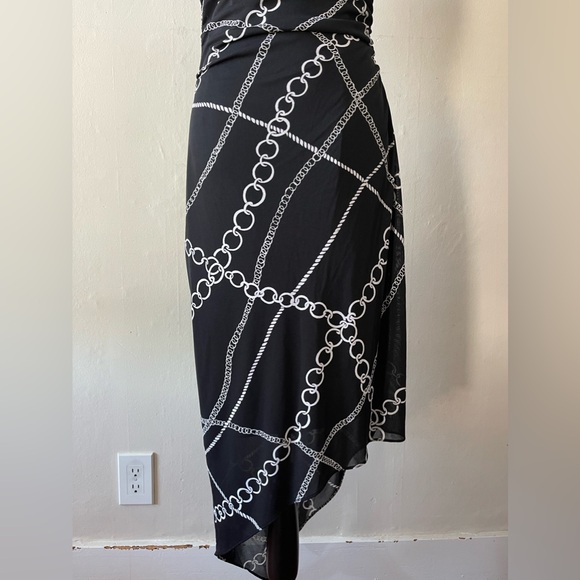 David Meister Black/White A-Symmetrical Chain Link Dress, size 10, like new - Picture 3 of 8